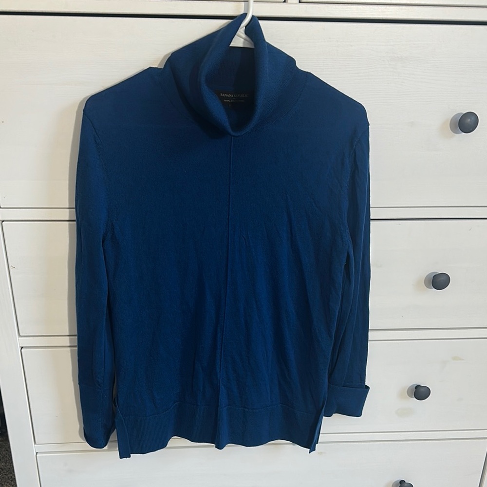Banana Republic Blue Cowl Turtleneck Sweater
